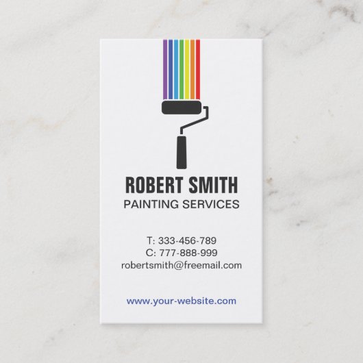 Schilderpenseel met rolpenseel Verticaal Visitekaa Visitekaartje (Voorkant)