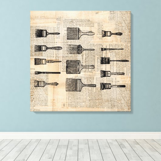 schilderpenselen Verfenseel Krantendruk Canvas Afdruk (Insitu (Houten vloer))
