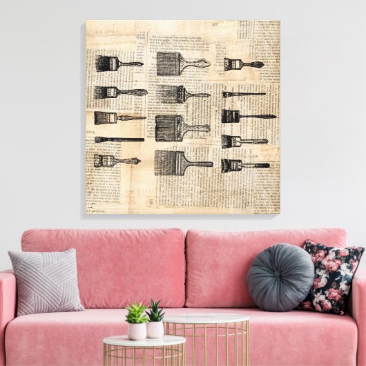  schilderpenselen Verfenseel Krantendruk Canvas Afdruk (Insitu (Woonkamer))