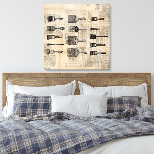  schilderpenselen Verfenseel Krantendruk Canvas Afdruk (Insitu (Slaapkamer))