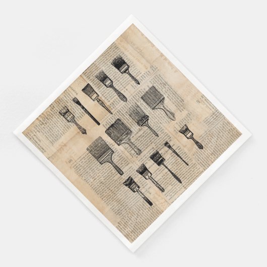  schilderpenselen Verfenseel Krantendruk Servet (Hoek)