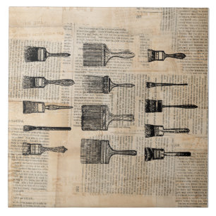 schilderpenselen Verfenseel Krantendruk Tegeltje