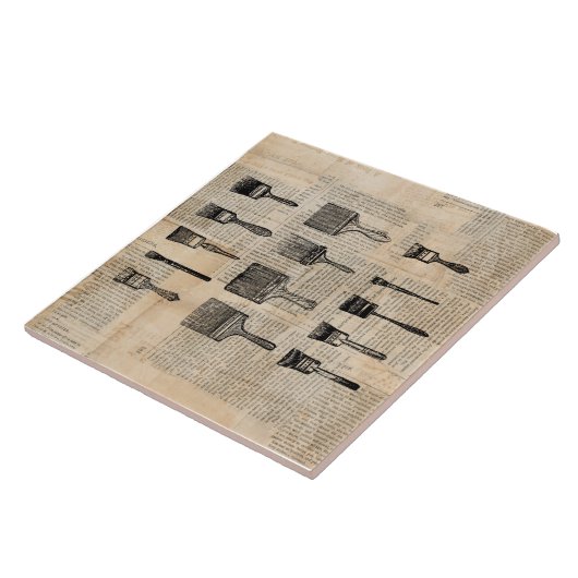  schilderpenselen Verfenseel Krantendruk Tegeltje (Zijkant)