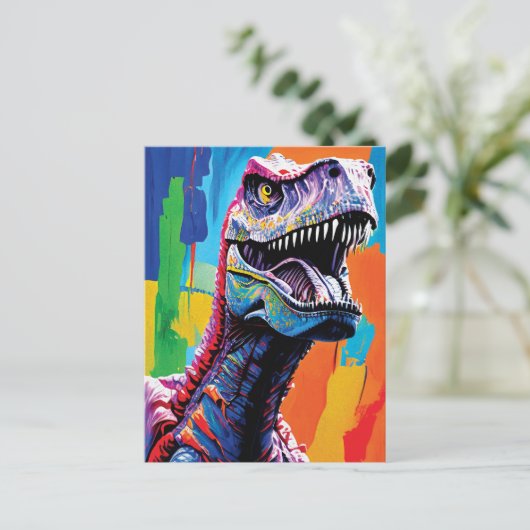 Schilderportret van een Tyrannosaurus rex | T-Rex Briefkaart (Staand voorkant)