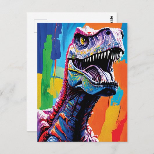 Schilderportret van een Tyrannosaurus rex | T-Rex Briefkaart (Voorkant / Achterkant)