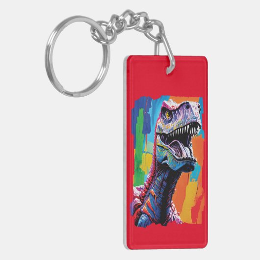 Schilderportret van een Tyrannosaurus rex | T-Rex Sleutelhanger (Voorkant Links)