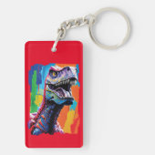 Schilderportret van een Tyrannosaurus rex | T-Rex Sleutelhanger (achterkant)