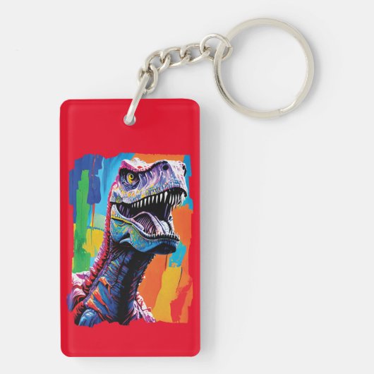 Schilderportret van een Tyrannosaurus rex | T-Rex Sleutelhanger (achterkant)