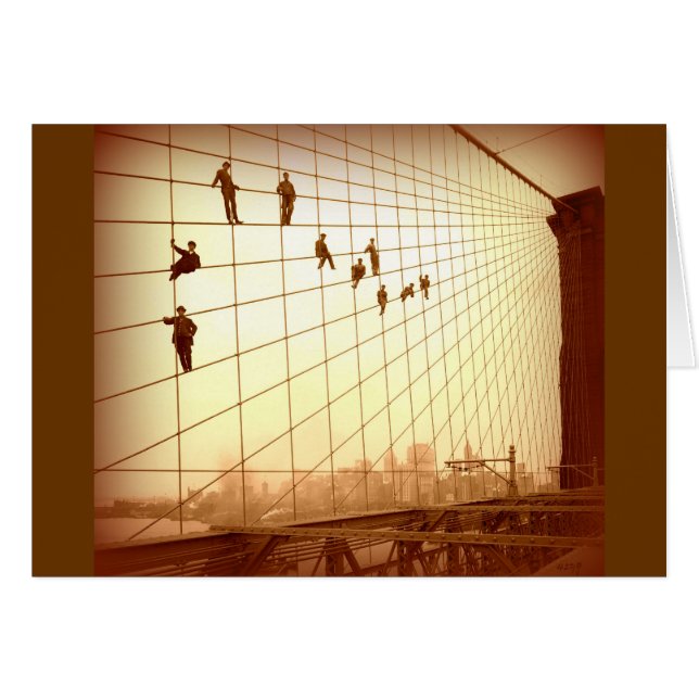 Schilders Brooklyn Bridge in vintage stijl (Voorkant Horizontaal)