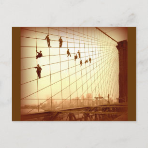 Schilders Brooklyn Bridge in vintage stijl Briefkaart
