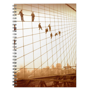 Schilders Brooklyn Bridge in vintage stijl Notitieboek