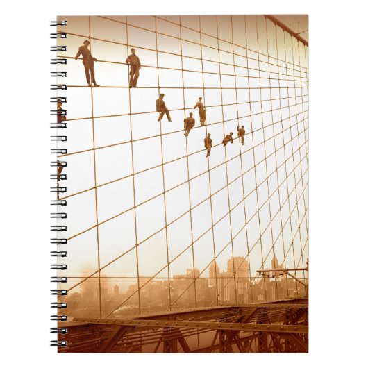 Schilders Brooklyn Bridge in vintage stijl Notitieboek (Voorkant)