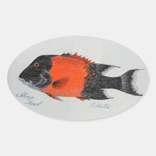 Schilderschilderij van schapen ovale sticker (Voorkant)