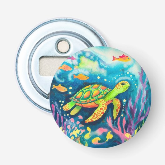 Schilderschildpad Button Flesopener (Voorkant)