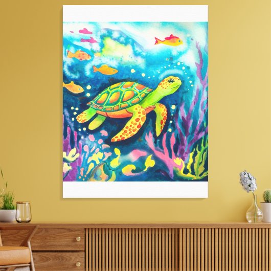 Schilderschildpad Canvas Afdruk (Insitu (Woonkamer))