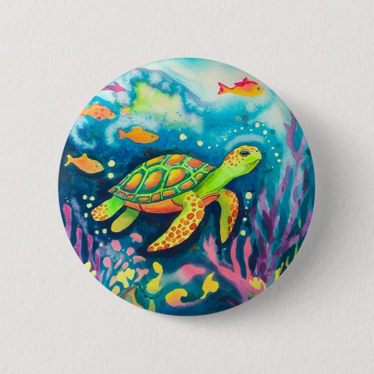 Schilderschildpad Ronde Button 5,7 Cm (Voorkant)