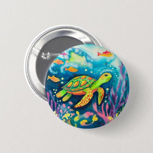 Schilderschildpad Ronde Button 5,7 Cm (Voorkant /achterkant)