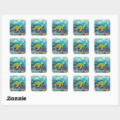 Schilderschildpad Vierkante Sticker (Vel)