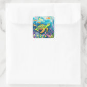 Schilderschildpad Vierkante Sticker (Tas)