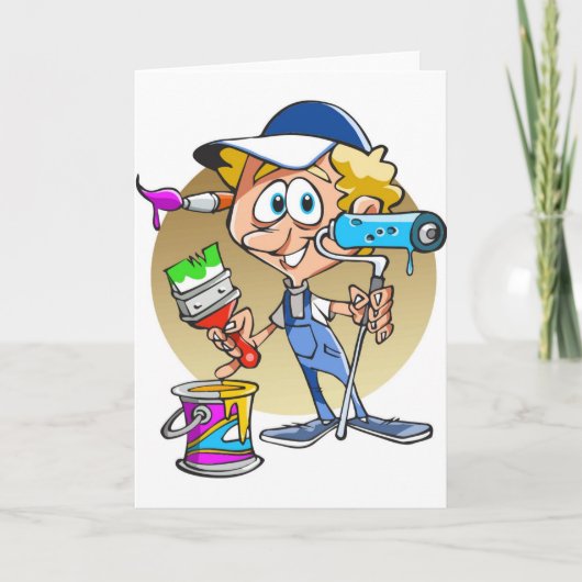 Schildersdecorateur Cartoon mascotte Kaart (Voorkant)