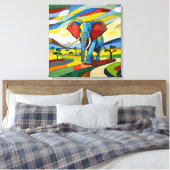 Schildersei Olifant - Canvas Kunstprint Afdruk (Insitu (Slaapkamer))