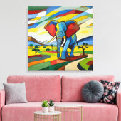Schildersei Olifant - Canvas Kunstprint Afdruk (Insitu (Woonkamer))