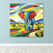 Schildersei Olifant - Canvas Kunstprint Afdruk (Insitu (Houten vloer))