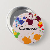 Schildersfeest Naam Kleurrijke Spatten Ronde Button 7,6 Cm (Voorkant /achterkant)