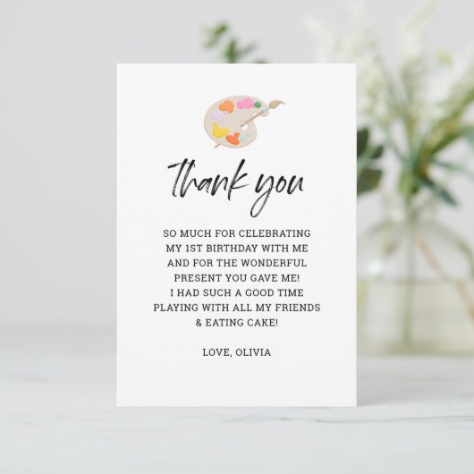 Schildersfeestje 1e verjaardagsfeestje Bedankt  (Staand voorkant)