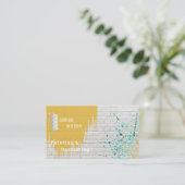 Schilderspier blauw gele schilderdecorator  visitekaartje (Staand voorkant)