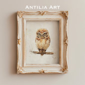 Schildersportret van een uil Houten dier Poster