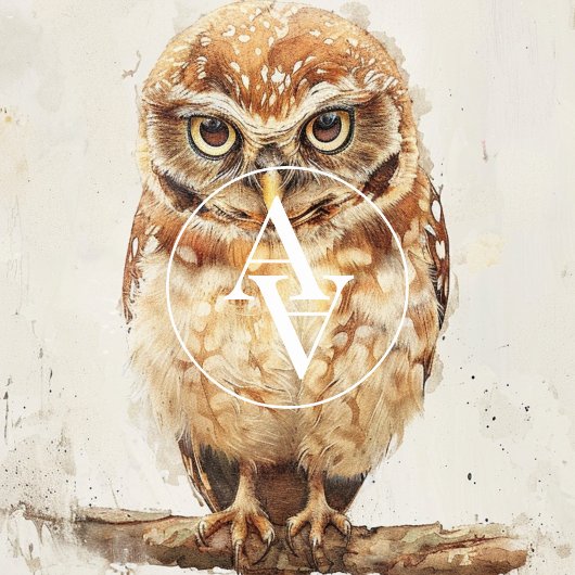 Schildersportret van een uil Houten dier Poster