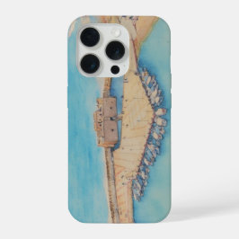 Schilderstijl afbeelding van Paphos Kasteel en hav iPhone 15 Pro Case