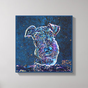 Schilderstijl voor Airedale doodsbange Sterrennach Canvas Afdruk