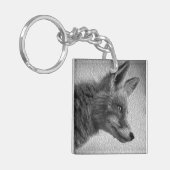 SCHILDERSTIJL VOS ZWART EN WIT SLEUTELHANGER (Voorkant Links)