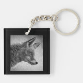 SCHILDERSTIJL VOS ZWART EN WIT SLEUTELHANGER (Achterkant)