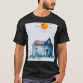 Schildertekening, huis en zon gemaakt door kind t-shirt (Voorkant)