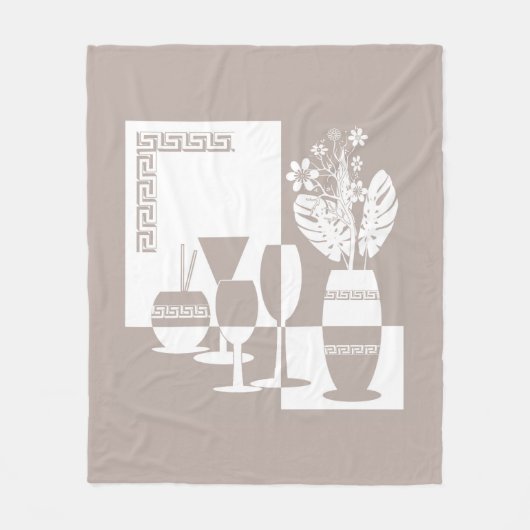 Schildervaas met bloemen en wijnglazen licht fleece deken (Voorkant)