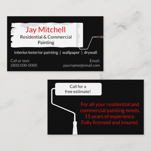 Schilderverf Roller verven Visitekaartje (Voorkant / Achterkant)