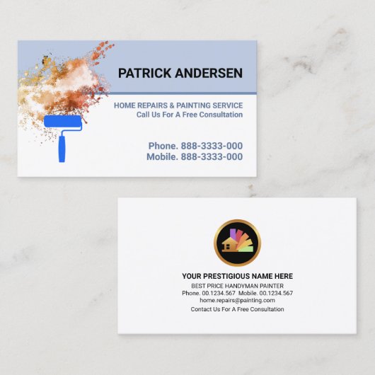 Schilderverf voor wandverf visitekaartje (Voorkant / Achterkant)