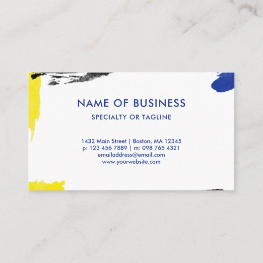 Schildervlekken - Geel en blauw Visitekaartje (Achterkant)