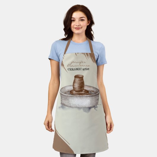 Schildervormig aardewerk voor aardewerk schort (Gedragen)