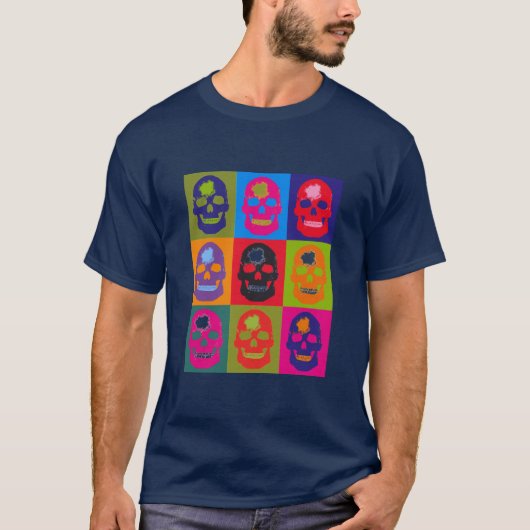 Schilderzijde van de schedel — Navy Blue T-shirt (Voorkant)