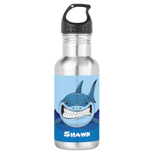 Schildhaai: naam roestvrij stalen flesje waterfles  (Voorkant)