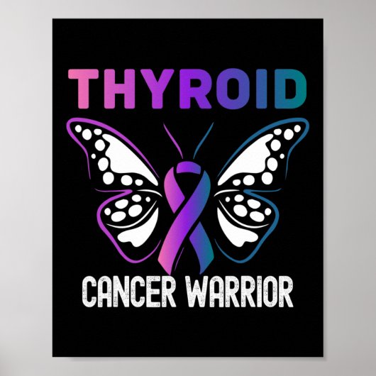 Schildklierkanker Awareness Butterfly Ribbon Poster (Voorkant)