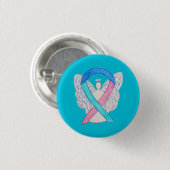 Schildklierkanker Awareness Lint Engel Pin Knopen Ronde Button 3,2 Cm (Voorkant /achterkant)