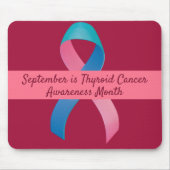 Schildklierkanker bewustzijn blauw, roze, Blauwgro Muismat (Voorkant)