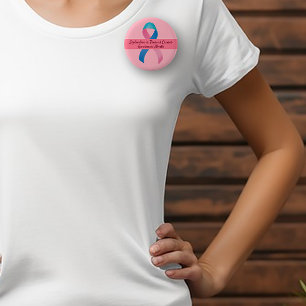 Schildklierkanker Bewustzijn Blauw, Roze, Blauwgro Ronde Button 5,7 Cm