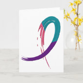 Schildklierkanker Blauwgroen, Paarse en roze lint  Kaart (Gele Bloem)