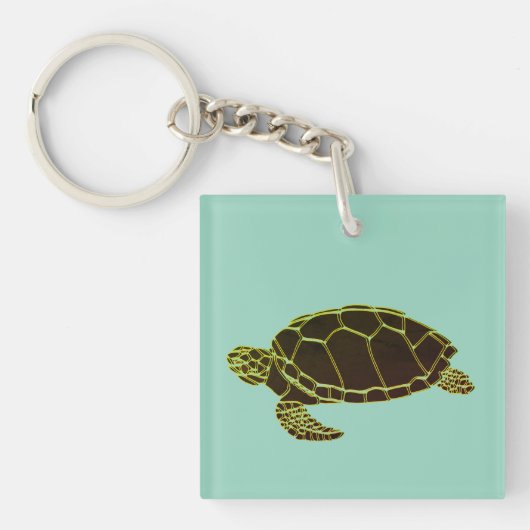 Schildkröte grün schwarz sleutelhanger (voorkant)